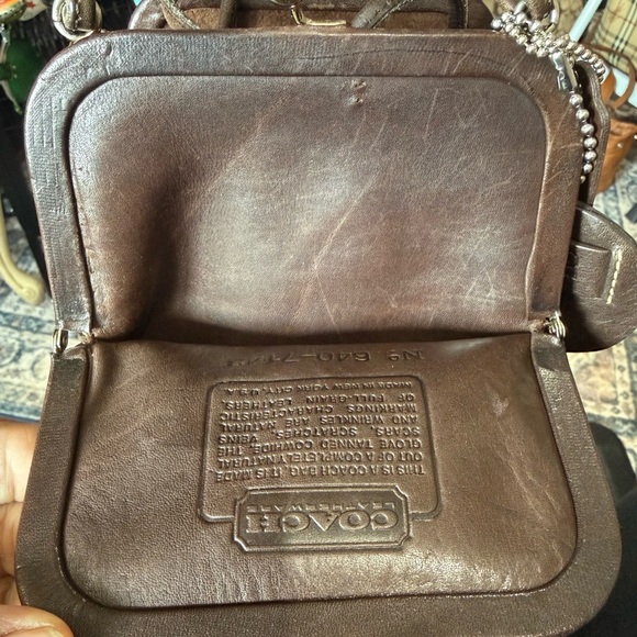 Coach Vintage Bonnie Cashin Carry doble Kiss-lock Brown Leather Shoulder Bag. - Picture 13 of 13